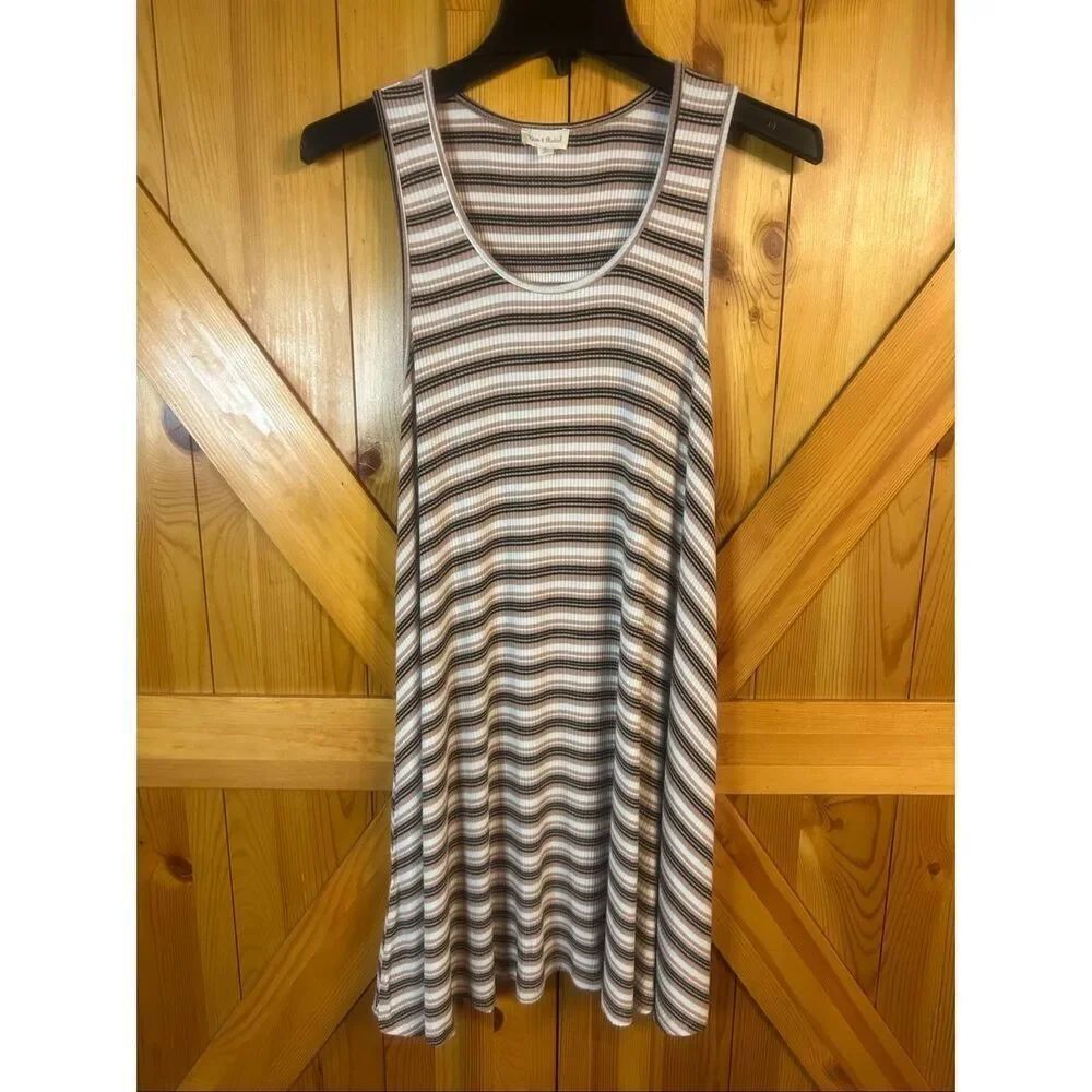 Hem & Thread Women’s Striped Scoop Neck Sleeveless Tank Dress Size Small (5954)